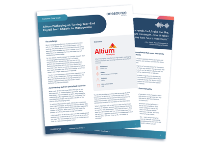 image shows a case study discussing how altium packaging uses OSV for payroll automation