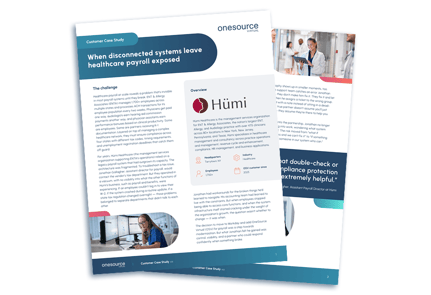 image shows a case study about payroll integration for healthcare operations