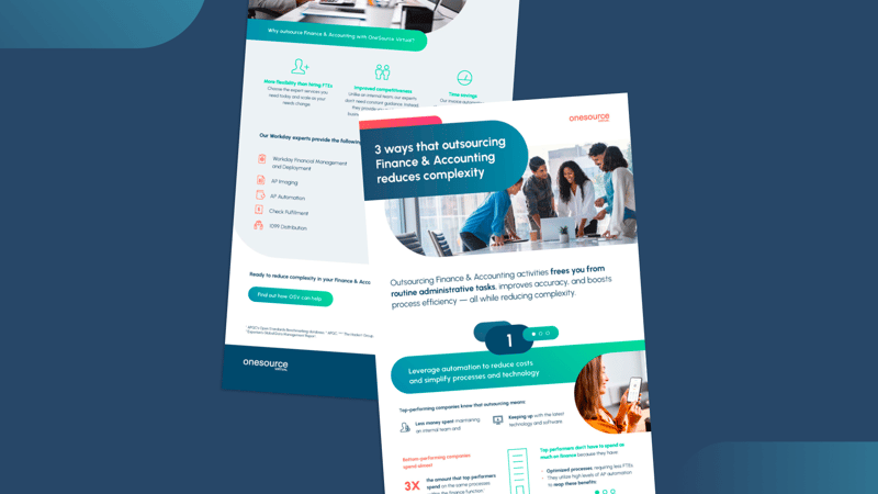 image of a data sheet discussing outsourcing finance and accounting services