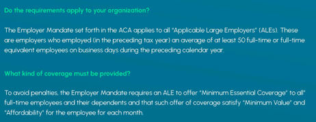 image shows the first two tips for staying compliant with ACA regulations